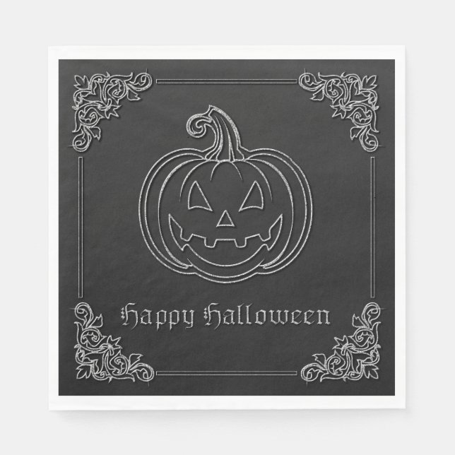 Silver Jack O' Lantern Halloween Serviette (Vorderseite)