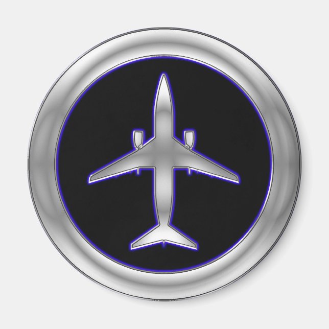 Silver Jet Aircraft Magnet (Vorne)