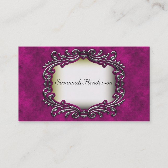 Silver Jewel on Pink Velvet Business Cards Visitenkarte (Vorderseite)