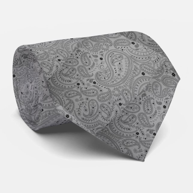 Silver Knight Paisley Krawatte (Gerollt)