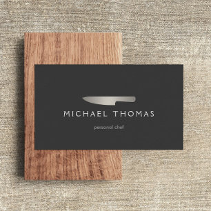 Silver Koch Knife Logo 2 für Catering, Restaurant Visitenkarte