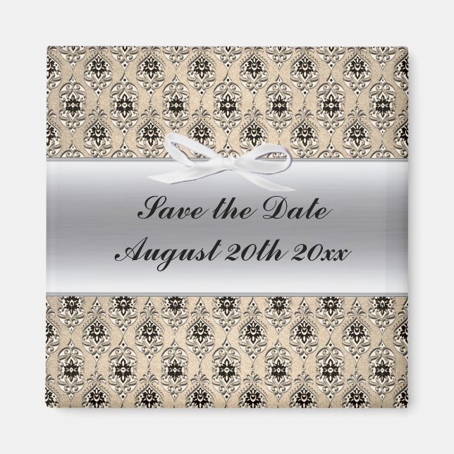 Silver Label und Damask speichern den Datums-Magne Magnet (Vorne)