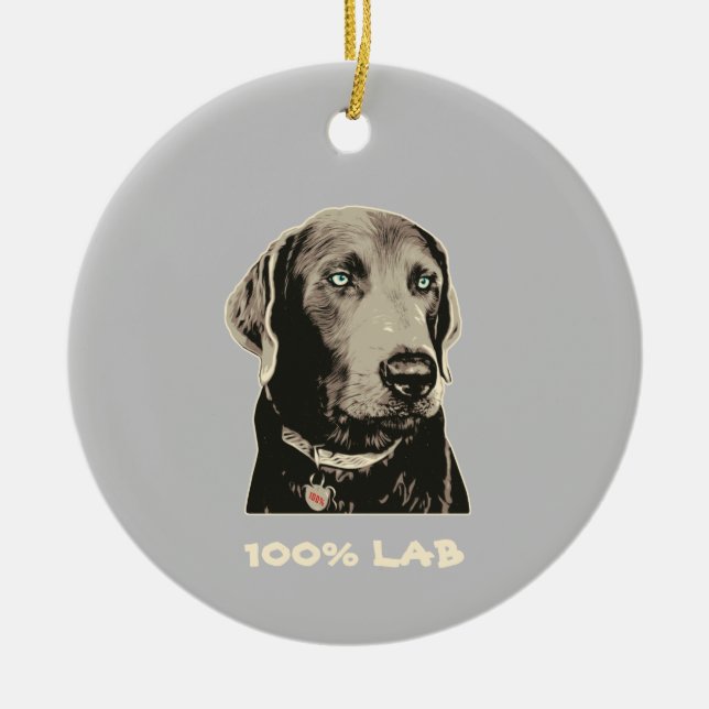 Silver Labrador 100% Labrador Keramik Ornament (Vorne)