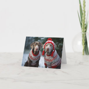 Silver Labrador Hunde Weihnachtskarte Karte