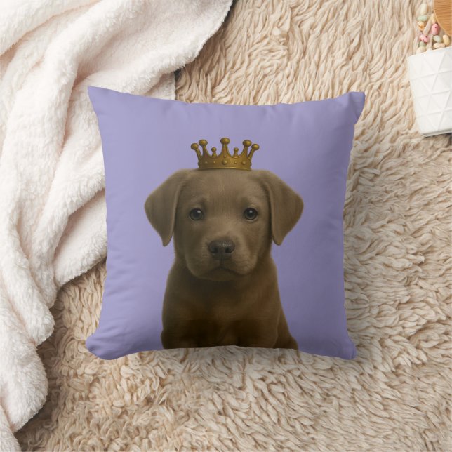 Silver Labrador Puppy in Gold Crown Niedlich Kissen (Decke)