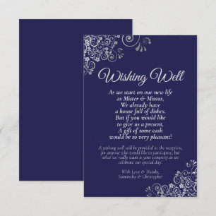 Silver Lace auf Navy Blue Wedding wünscht gutes Ge Begleitkarte