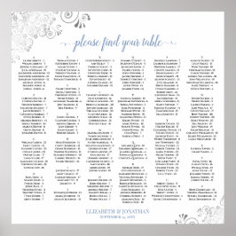 Silver Lace Dusty Blue Alphabeating Chart Poster