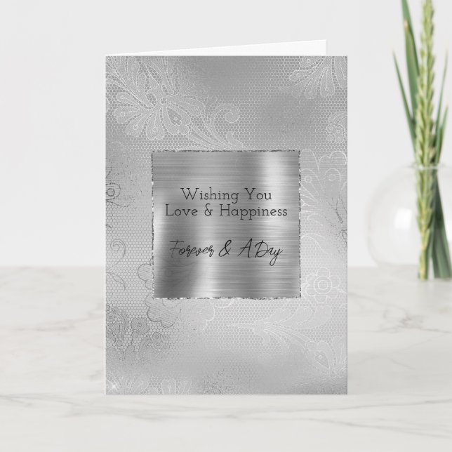 Silver Lace Floral Karte (Vorderseite)