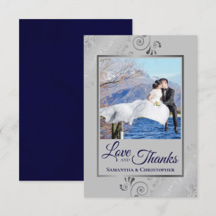Silver Lace Navy Blue & Gray Liebe & Danke Hochzei