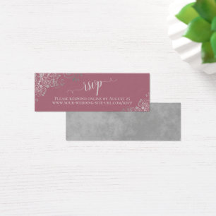 Silver Lace on Dusty Rose Wedding RSVP Online Card