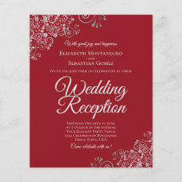 Silver Lace on Red Wedding Reception BUDGET Einlad
