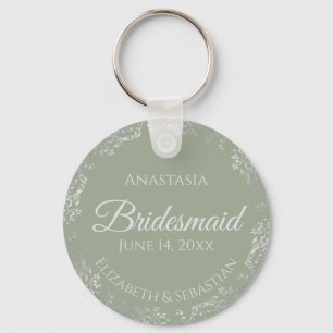 Silver Lace on Sage Green Bridesmaid Wedding Schlüsselanhänger