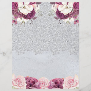 Silver Lace & Romantic Floral Scrapbook Paper