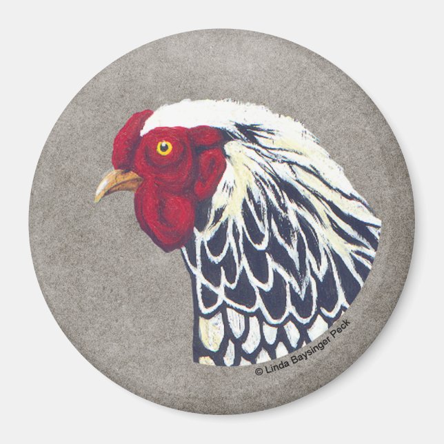Silver Laced Wyandotte Rooster Magnet (Vorne)