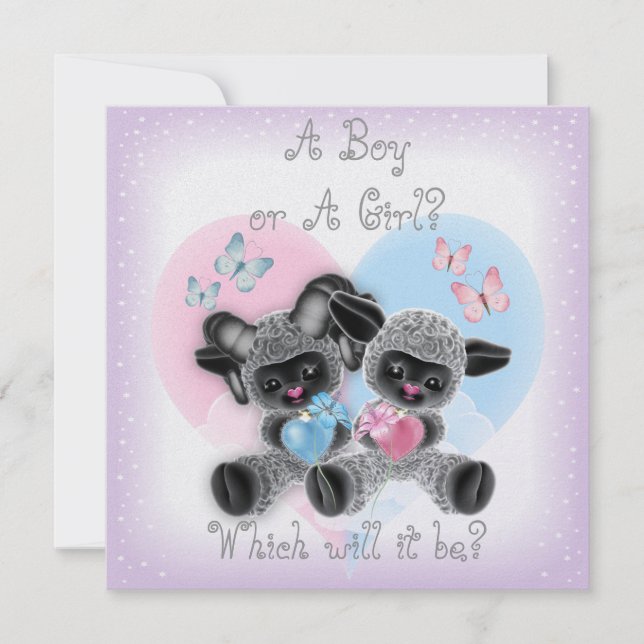 Silver Lamb Baby Gender Reveal Party Invit Einladung (Vorderseite)