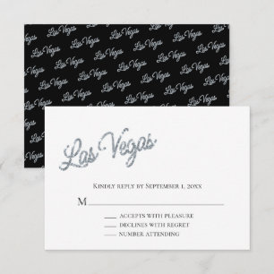 Silver Las Vegas Glitzern Wedding RSVP Einladung