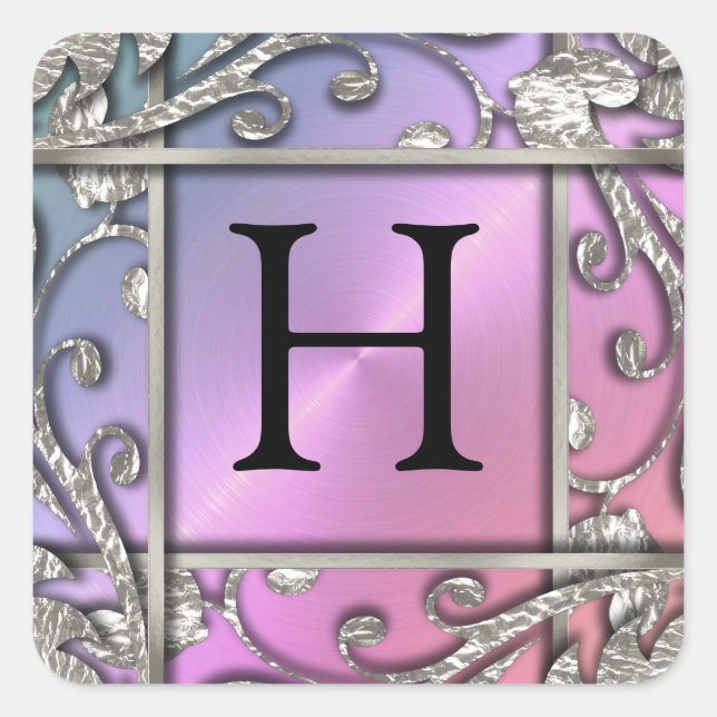 Silver Lattice Monogram Umschlag Aufkleber (Vorderseite)