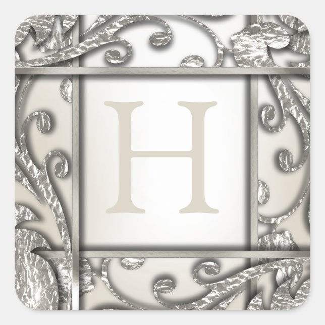 Silver Lattice Monogram Umschlag Aufkleber (Vorderseite)
