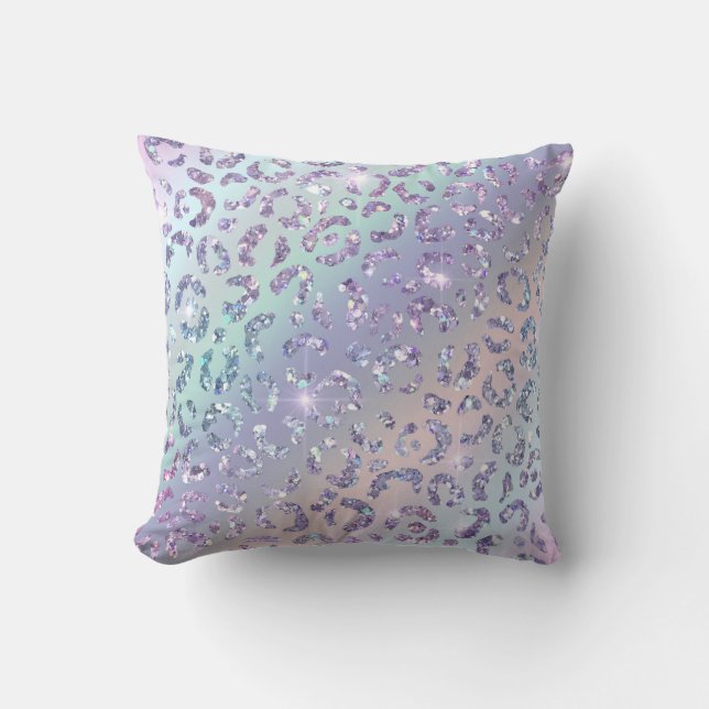 *~* Silver Lavendel Leopard Glitzer Tierdruck Kissen (Vorderseite)