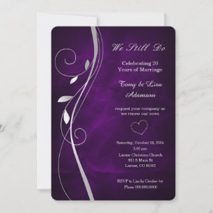 Silver Leaf Swirl Tiefe Lila Vow Erneuerung Einladung