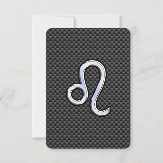 Silver Leo Zodiac Symbol auf Carbon Fibre Print (Vorderseite)