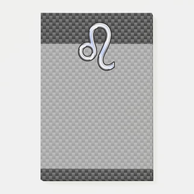 Silver Leo Zodiac Symbol Kohlefaser Post-it Klebezettel (Vorderseite)