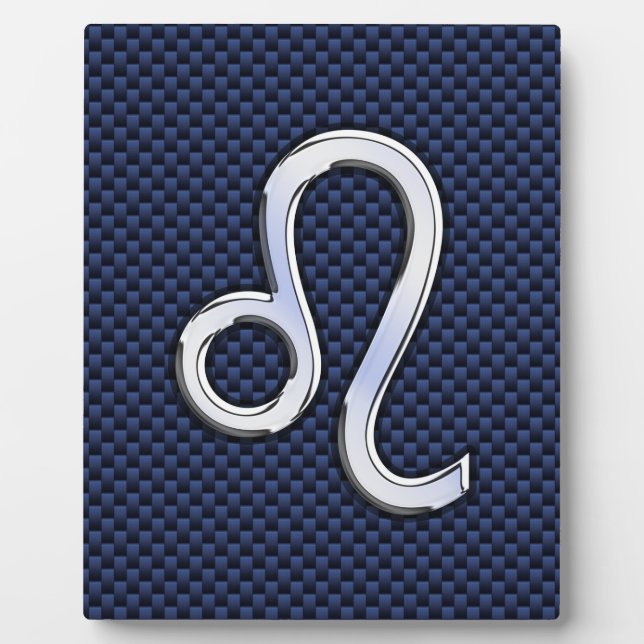 Silver Leo Zodiac Symbol Navy Carbon Fibre Print Fotoplatte (Vorderseite)