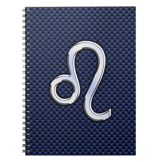 Silver Leo Zodiac Symbol Navy Carbon Fibre Print Notizblock (Vorderseite)