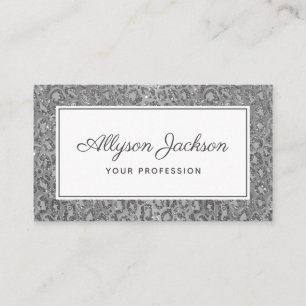 Silver Leopard Glitzer Business Card Visitenkarte