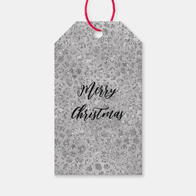 Silver Leopard Gray Meow Kitty Cat Geschenkanhänger (Vorderseite)