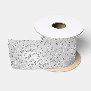 Silver Leopard Print Luxe Glitzer Satinband