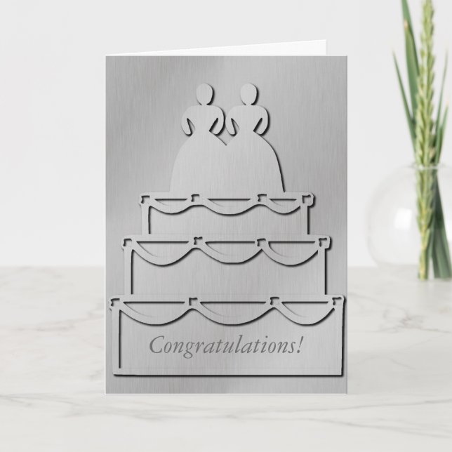 Silver Lesbian Wedding Cake Card Karte (Vorderseite)