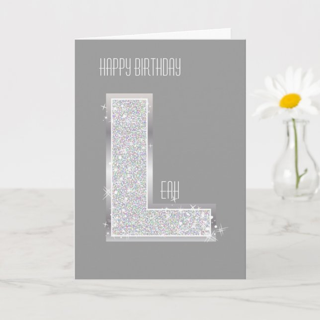 Silver Letter L Karte (Kleine Pflanze)