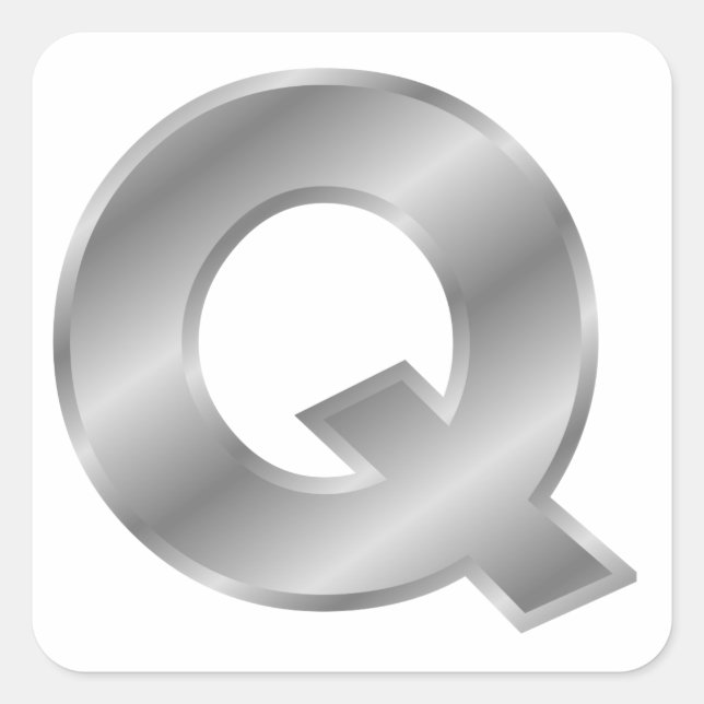 Silver Letter Q Quadratischer Aufkleber (Vorderseite)
