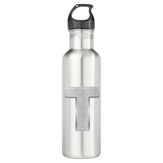 Silver Letter T Edelstahlflasche (Vorderseite)