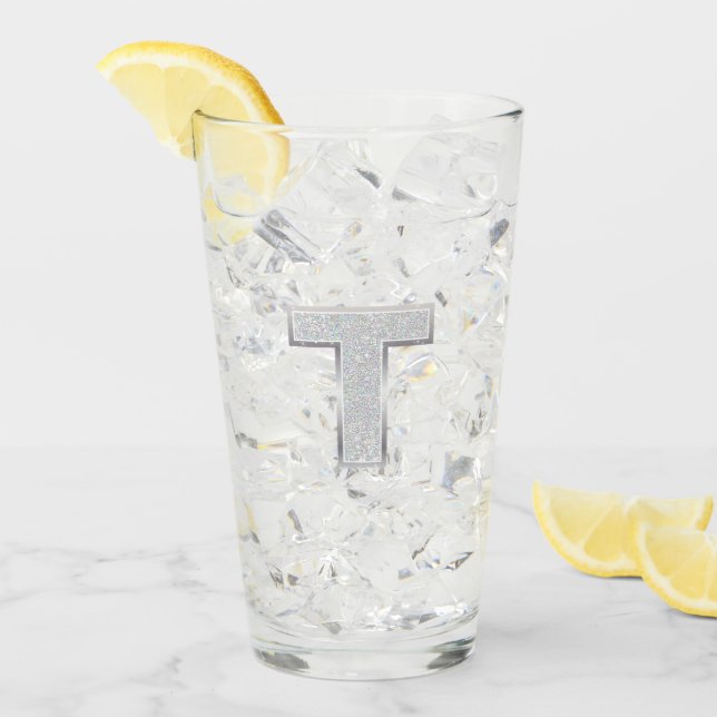 Silver Letter T Glas (Vorderseite Ice)