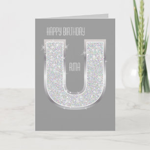 Silver Letter U Karte