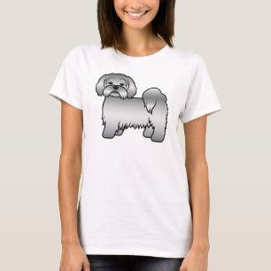 Silver Lhasa Apso Niedlich Cartoon Dog Illustratio T-Shirt