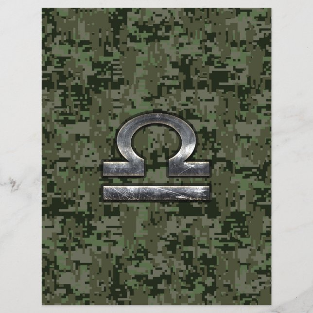 Silver Libra Zodiac Green Digital Camouflage Flyer (Vorne)