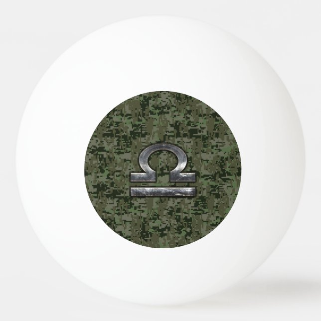 Silver Libra Zodiac Green Digital Camouflage Tischtennisball (Vorderseite)