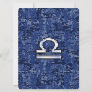 Silver Libra Zodiac Sign auf blauer digitaler Camo
