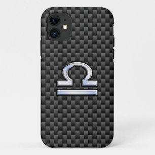 Silver Libra Zodiac Symbol auf Carbon Fibre Print Case-Mate iPhone Hülle