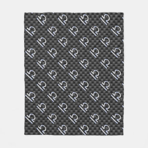 Silver Libra Zodiac Symbol auf Carbon Fibre Print Fleecedecke