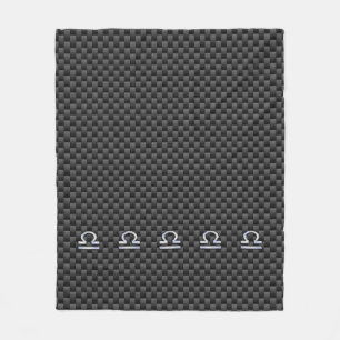 Silver Libra Zodiac Symbol auf Carbon Fibre Print Fleecedecke