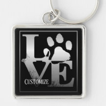 Silver Liebe Paws Personalisierte Schlüsselkette