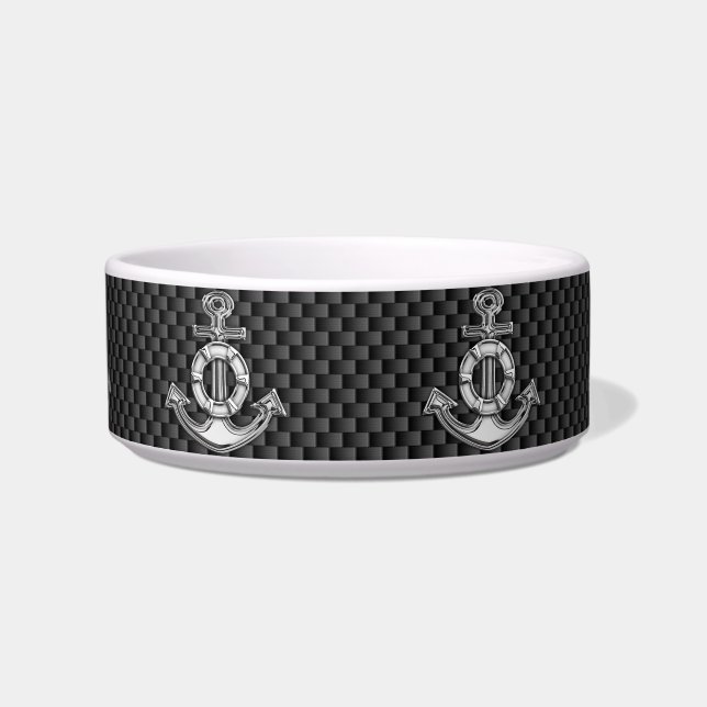 Silver Lifesaver Anker auf schwarzem Kohlenstofffa Napf (Vorderseite)