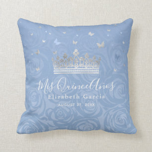 Silver Light Baby Blue Rose Mis Quince Anos Kissen
