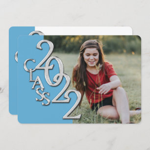 Silver Light Blue 2022 Invitation de graduation ph