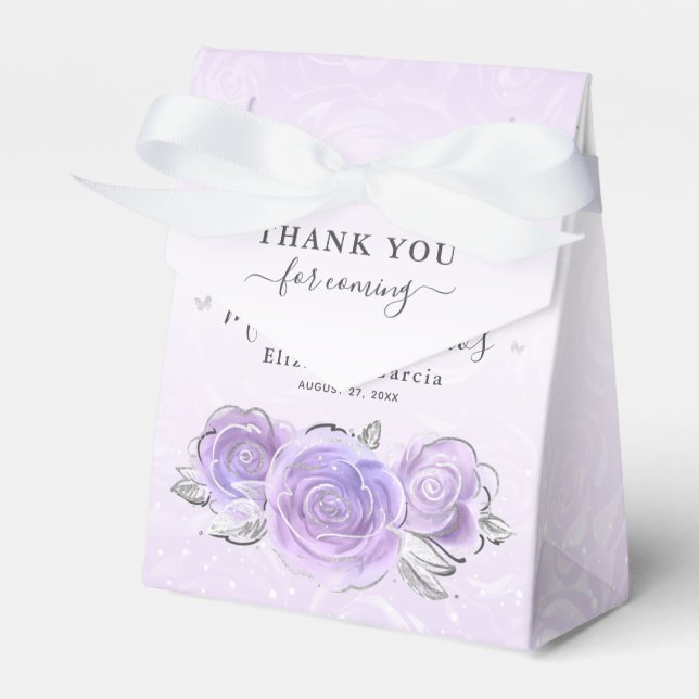 Silver Light Lila Rose Party Vielen Dank Template Geschenkschachtel (Vorderseite)