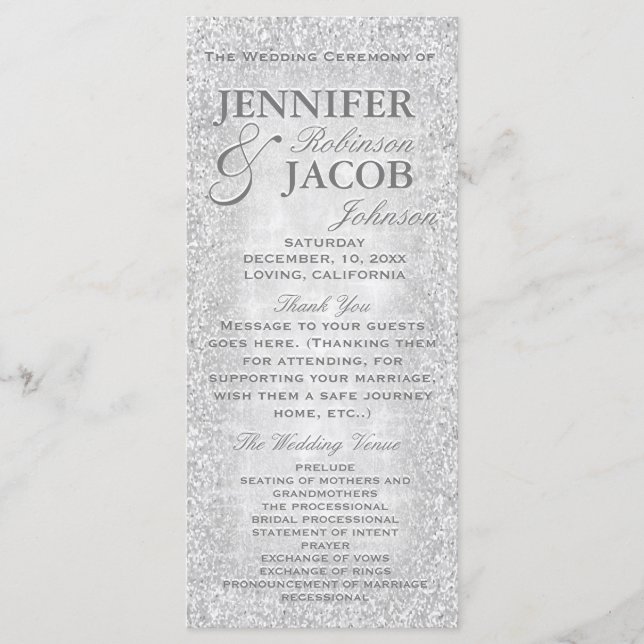 Silver Lights Hochzeitsprogramm Programm (Vorderseite)